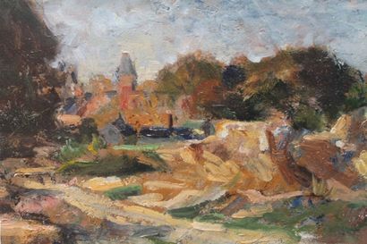 CAMBIER Nestor (1879-1957) "Vues et lieux du Brabant", circa 1900, huit huiles sur...