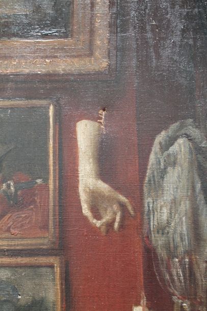 BUKOVAC B. [attribué à] "Une visite à l'atelier", fin XIXe, huile sur toile, mentions...