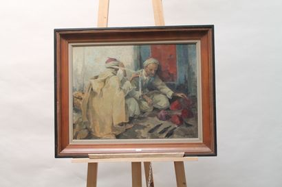VAN MENS Isidore (1890-1985) "Marchand de chéchias", 1936, huile sur panneau, signée...