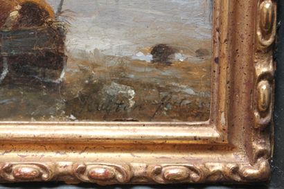null RUYTEN Jan Michiel (1813-1881), "Paysage hivernal animé", [18]53, huile sur...