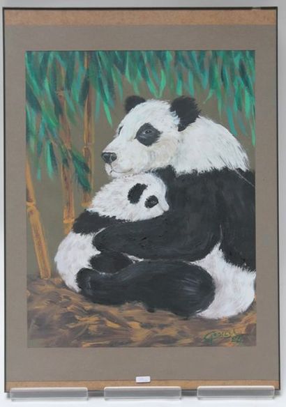 null CANNEEL Anne (1950-2017), "Panda" et "Balade en forêt", 1985 et 1986, aquarelle...