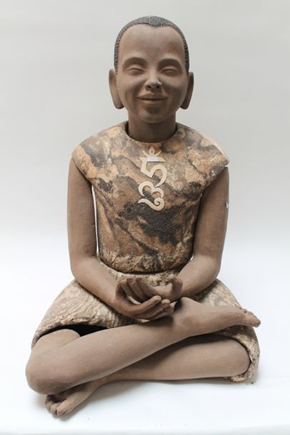 null CANNEEL Anne (1950-2017), "Little Bouddha", 2010, sujet en grès en six éléments...