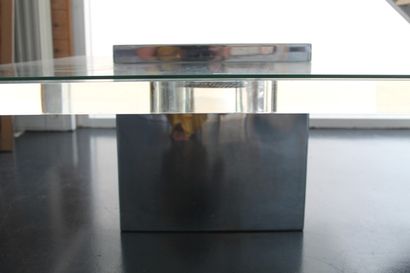 null Table basse rectangulaire Design, circa 1980, plexiglas et verre, piètement...