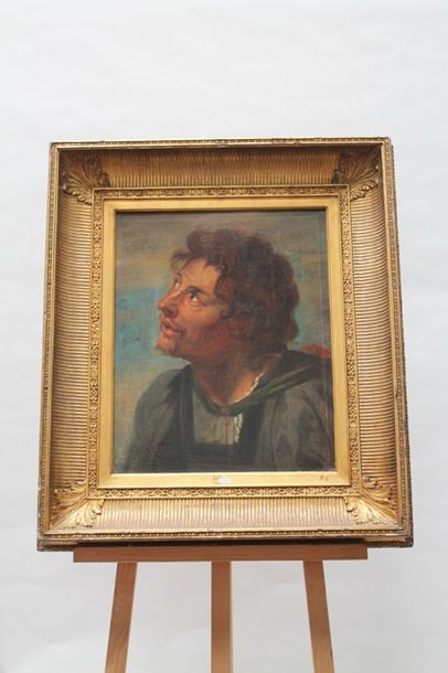 null ANONYME, "Portrait d'homme", XIXe, huile sur toile, 57x48 cm.