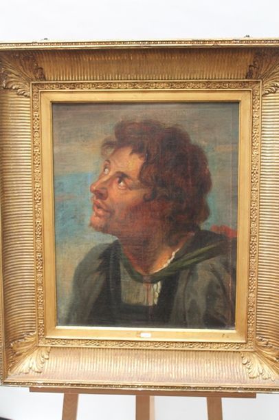 null ANONYME, "Portrait d'homme", XIXe, huile sur toile, 57x48 cm.