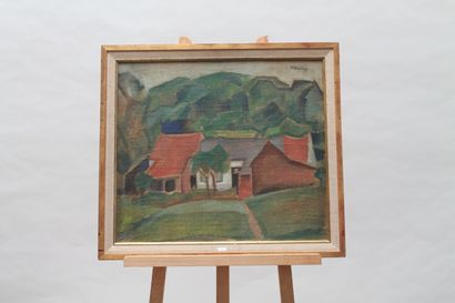 null DEQUENE Jean-Pierre (1905-1954), "Maison à la campagne", XXe, huile sur toile,...
