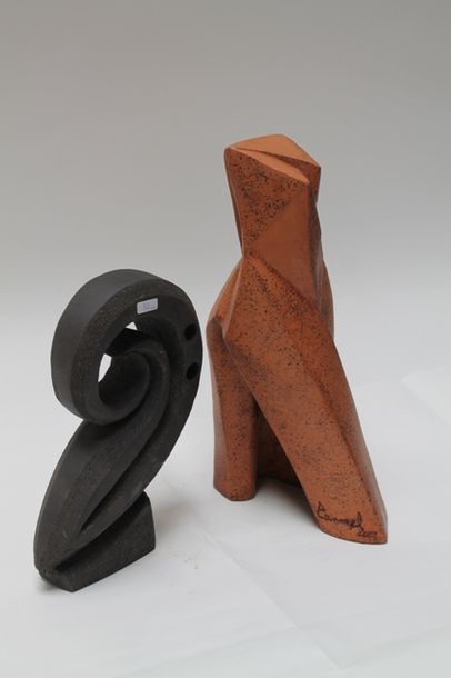 null CANNEEL Anne (1950-2017), paire de sculptures, 2009 et 2015, grès, signées et...