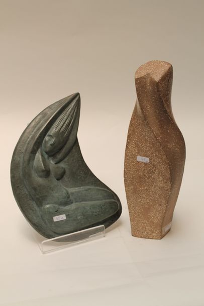 null CANNEEL Anne (1950-2017), "Femme-lune" et "Élégante", 2007 et 2011, grès et...