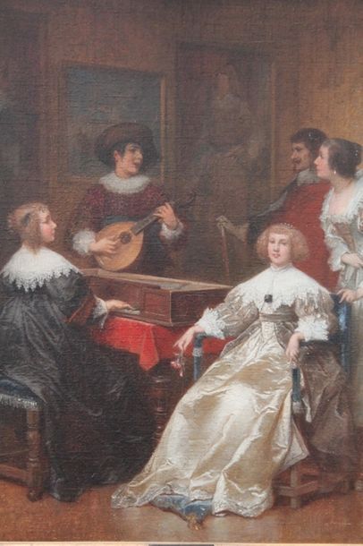 null HAMMAN Édouard (1819-1888) [attribué à], "Le Concert galant", XIXe, huile sur...