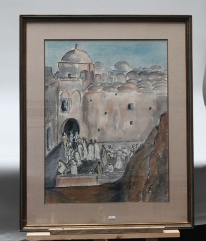 null CANNEEL Anne (1950-2017), "La Mosquée" et "Conversation", 1982 et 1988, aquarelles...