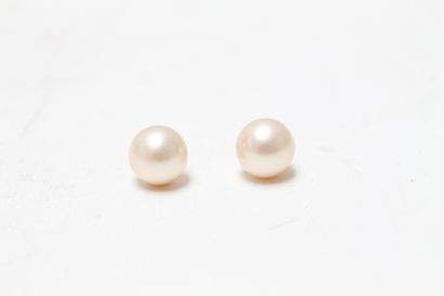 null Paire de boutons d'oreille ornés d'une perle, 5 g env. (brut).