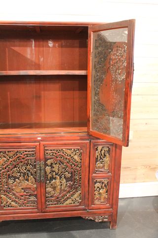 CHINE, Armoire ouvrant par quatre vantaux, deux petits tiroirs intérieurs, dynastie...