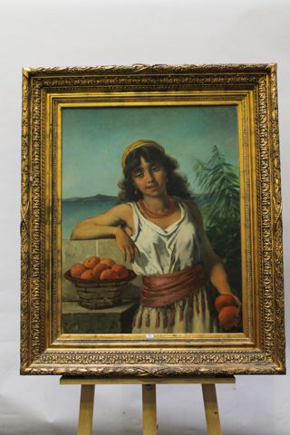 MEYER Emile (1823-1893) "La Jeune Marchande d'oranges", fin XIXe, huile sur toile,...