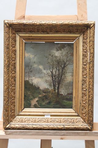 BOULENGER Hippolyte (1837-1874) "Sentier", fin XIXe, huile sur panneau d'acajou,...