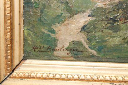BOULENGER Hippolyte (1837-1874) "Sentier", fin XIXe, huile sur panneau d'acajou,...