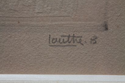 LAUTHE Jean "Composition ovale", [19]13, estampe polychrome, signée et datée en bas...