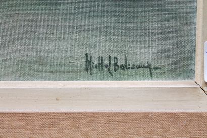 BALISAUX Michel "Oppression", XXe, huile sur toile, signée en bas à droite, titrée...