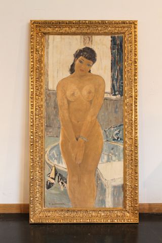 LANTOINE Fernand (1876/78-c.1955) "Nu pudique", début XXe, huile sur toile, signée...