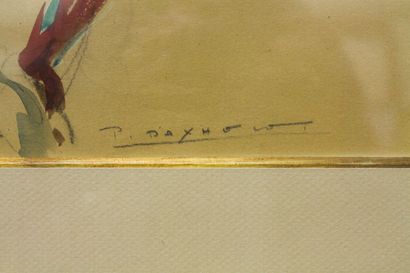 DAXHELET Paul (1905-1993) "Tribu", XXe, aquarelle sur papier, signée en bas à droite,...