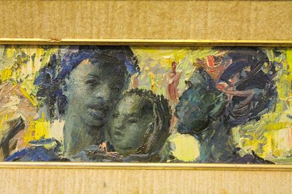 DAXHELET Paul (1905-1993) "Composition animée", XXe, huile sur panneau, signée en...