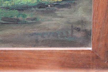null ILLISIBLE, "Paysages de campagne", XXe, deux huiles sur toile, 51x68 cm et 46x60...
