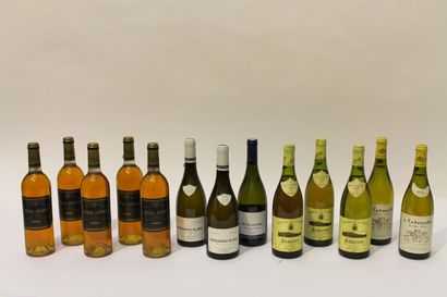 null Lot de treize bouteilles de vin blanc [bas-goulot]:

- BORDEAUX (SAUTERNES),...