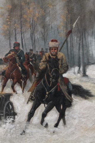 RILSKY Adolf (1864-?) "Cavaliers russes", fin XIXe, huile sur toile, signée en bas...