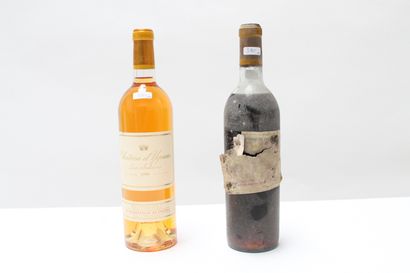BORDEAUX (SAUTERNES) Deux bouteilles : 
- Château d'Yquem 1963, Lur Saluces [haut-épaule,...