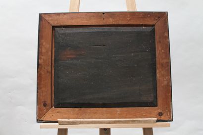 ECOLE FLAMANDE "Vue de campement", XIXe, huile sur panneau, 37x45 cm.