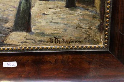 DITTMANN B. "Ruelle allemande", 1994, huile sur toile, signée et datée en bas à droite,...