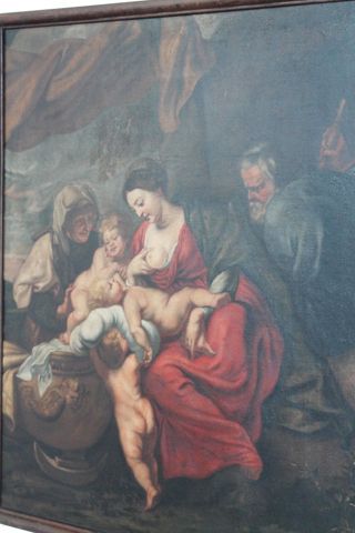 RUBENS Pierre Paul (1577-1640) [d'après] "La Sainte Famille", XIXe, huile sur toile,...