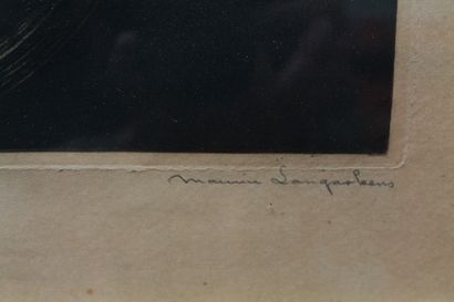 LANGASKENS Maurice (1884-1946) "Le Géographe", circa 1900, estampe, signée en bas...