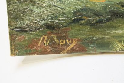 MEYERS Isidore (1836-1917) "Vue d'étang animé", XIXe, huile sur toile, signée en...