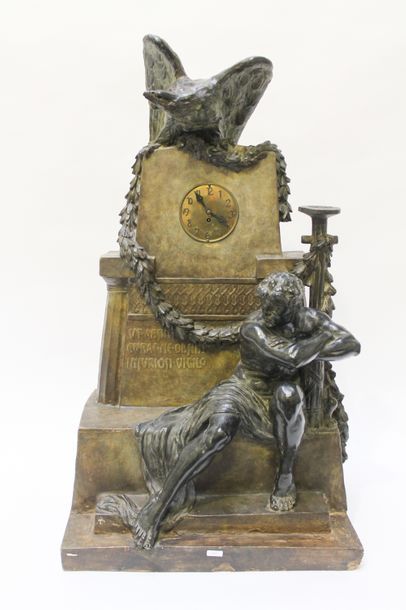GOLDSCHEIDER Friedrich (1845-1897) Importante horloge à l'aigle et au licteur, fin...