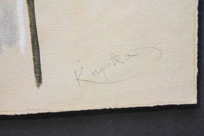 KUPKA FRANTISEK (1871-1957) "Composition abstraite", XXe, gouache sur papier, signée...