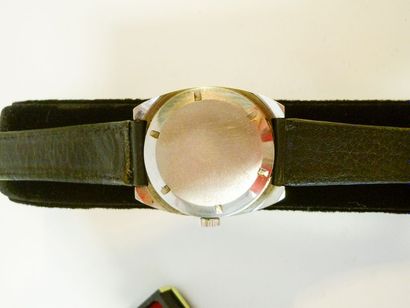 HELVA Montre-bracelet d'homme GTS en acier, bracelet cuir, avec écrin d'origine [usures...