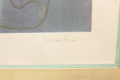 FINI LEONOR (1907-1996) "Scène saphique", XXe, estampe polychrome, signée en bas...