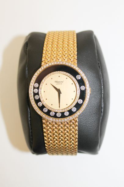 CHOPARD - Genève Montre-bracelet de dame Happy Diamonds en or jaune 18k, lunette...