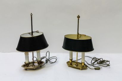 null Deux lampes de table dites bouillottes, XXe, métal, h. 44 cm et 46 cm [légères...