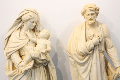 null "Vierge à l'Enfant" et "Saint Joseph", XIXe, paire de sculptures d'applique...