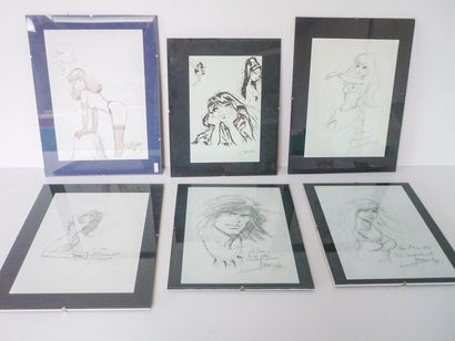 NEUVIÈME ART Collection de vingt-trois dédicaces encadrées, 24-50x18-40 cm (cadr...