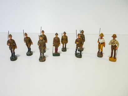 Clairon Ensemble de soldats et d'officiers belges et coloniaux, dix pièces.
