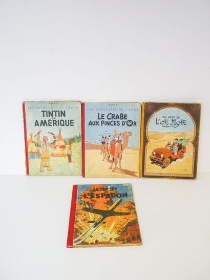 HERGÉ, REMI Georges dit (1907-1983) Les Aventures de Tintin, ensemble de trois albums...