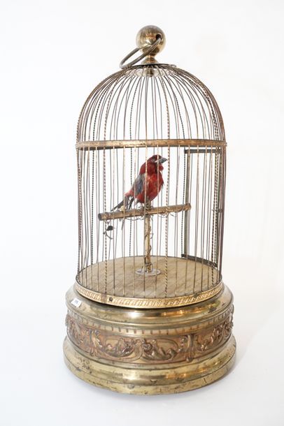 BONTEMPS [attribué à] Cage à oiseau siffleur automate, début XXe, h. 51 cm [usures...