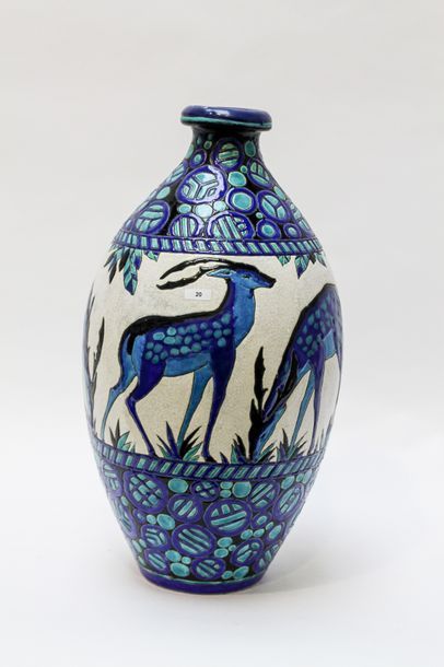 BOCH FRÈRES - KERAMIS / CATTEAU Charles (1880-1966) Grand vase d'époque Art déco,...