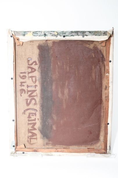 null ANONYME, "Sapins (Limal)", 1946, huile sur toile, titrée, située et datée au...