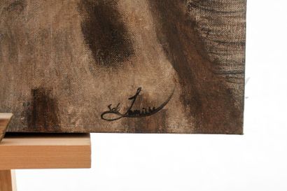 DE LAMINNE Sonia "Girafe", XXIe, acrylique sur toile, signée en bas à droite, 99,5x80...