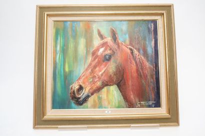 TRINCOT Georges (1921) "Tête de cheval", [19]67, huile sur toile, signée et datée...