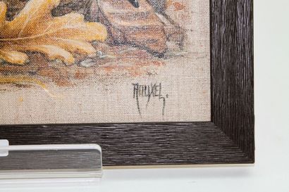 ROUXEL Aline "Bécasse", XXIe, acrylique sur toile, signée en bas à droite, 30x30...