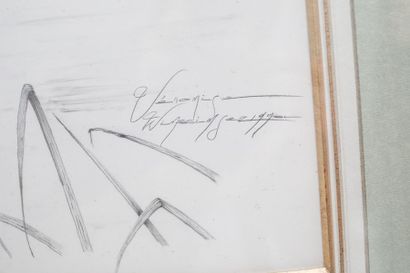 WINSSINGER Véronique "Vol de pilets", 1990, crayon et estompe sur papier, signé et...